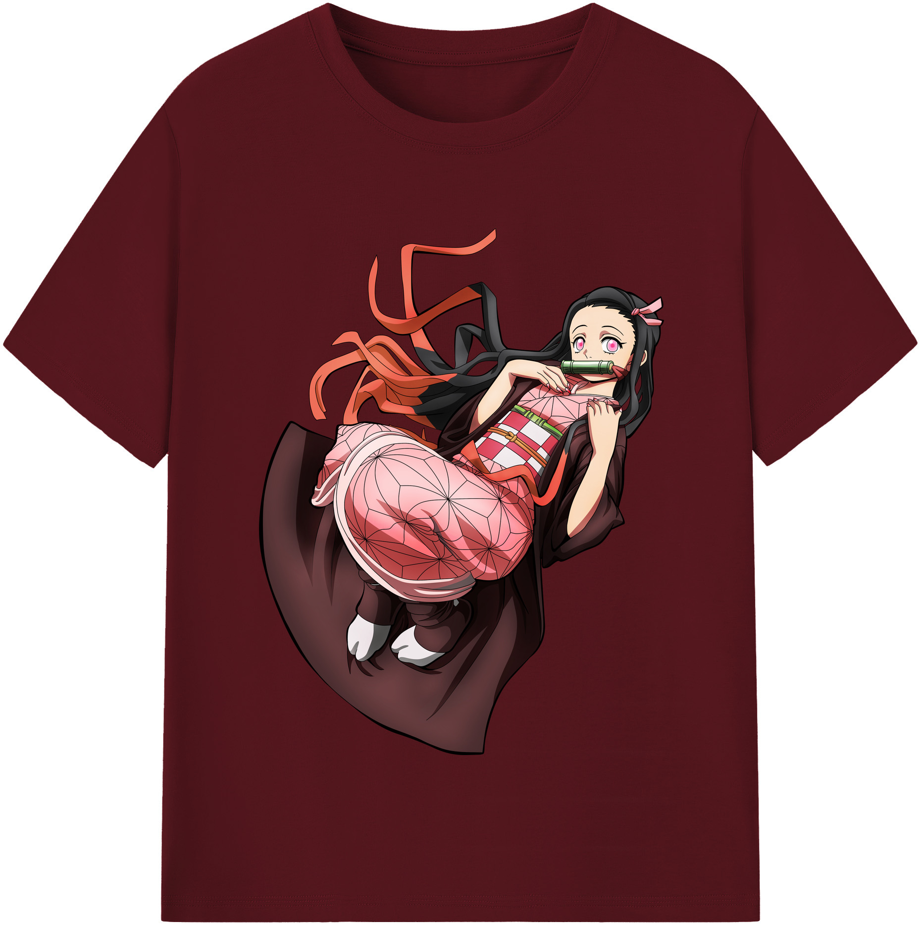 （画像用） 鬼滅の刃（きめつのやいば）竈門 禰󠄀豆子／かまど ねずこ Kamado Nezuko 綿100％半袖Tシャツ（フロントプリント）